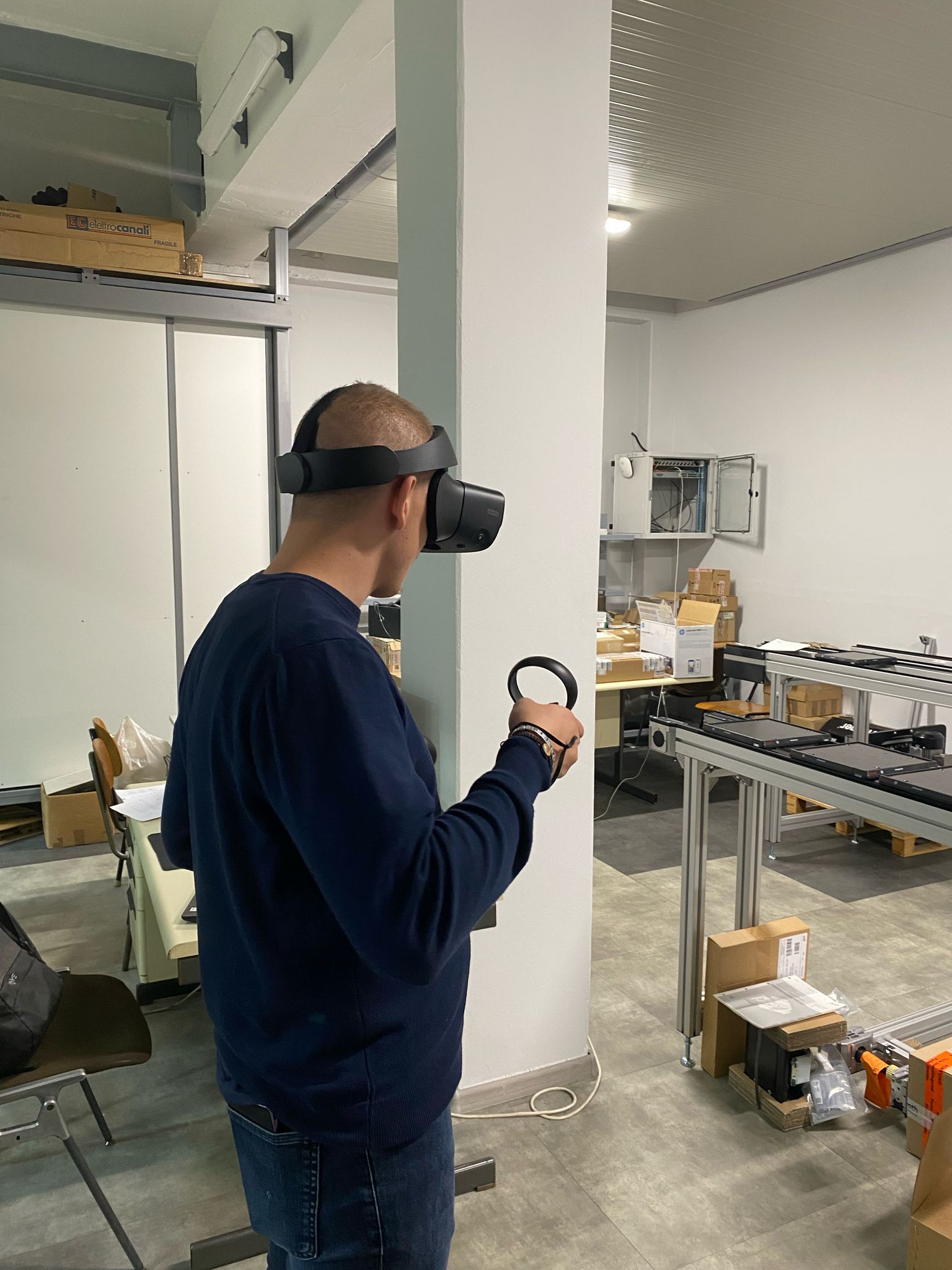 A person wearing a virtual reality headset AI-generated content may be incorrect.